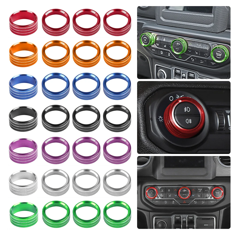 

Air Conditioner Switch Knob Covers Ring For Jeep Wrangler 2018-2023 Auto Menu Knob Switch Cover Trim Interior Decor Accessories