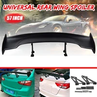 57inch 145cm universal racing sports car rear tail trunk racing wing spoiler aluminum black gt double row for vw for bmw