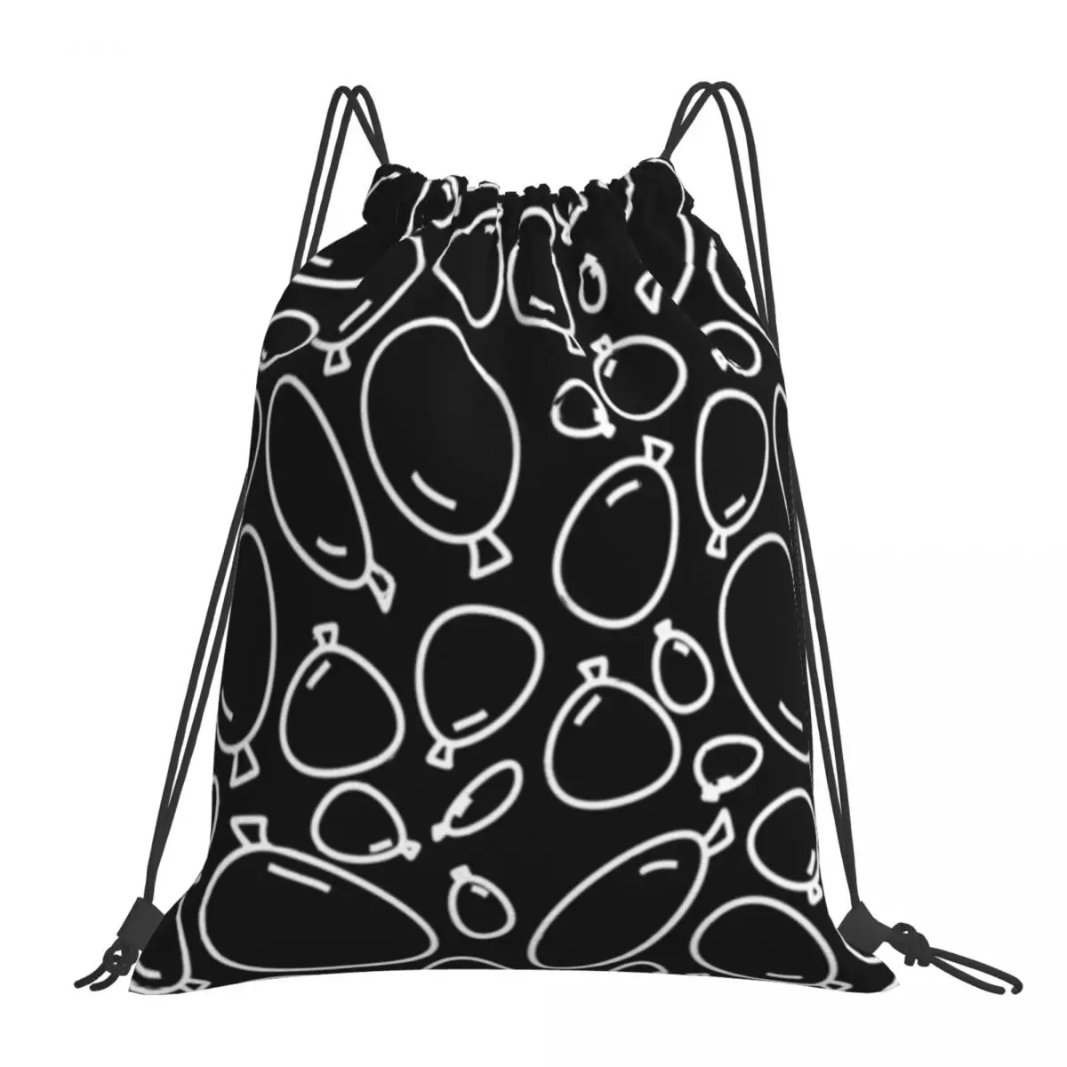 

White Balloons Pattern Backpacks Fashion Portable Drawstring Bags Drawstring Bundle Pocket Sports Bag Book Bags For Man School
