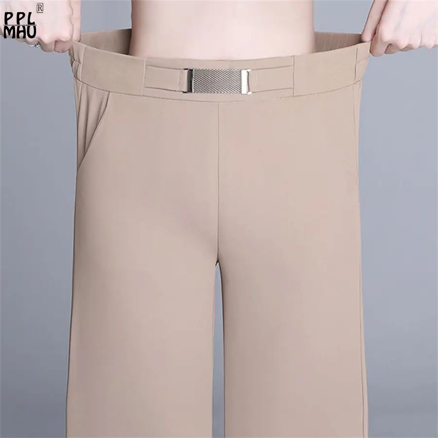 Basic Oversize 4XL Spring Fall Casual Pantlones High Waist Office Woman Wide Leg Trousers New Baggy Korean Female Straight Pants