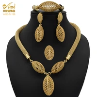 dubai gold plated jewelry sets nigerian wedding party gifts african necklace earrings bracelet rings set indian bridal jewellery