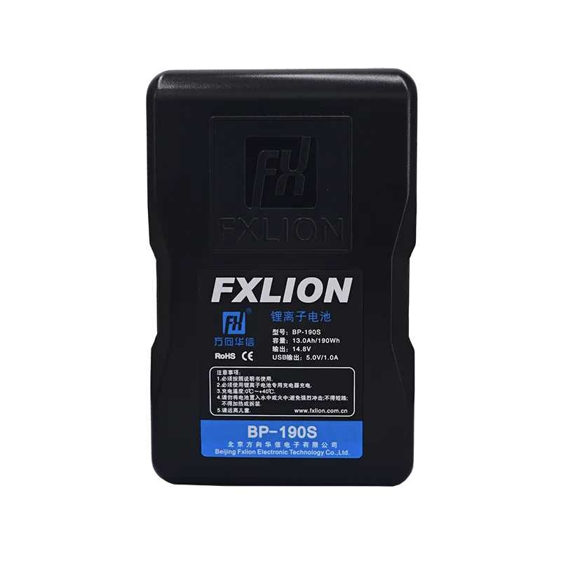 Фото Аккумулятор Fxlion BP-190S 14.8V/190wh V-Mount USB-A d-tap и 2 1-контактных разъема. 5-уровневый индикатор заряда батареи для камеры/фонарика №1