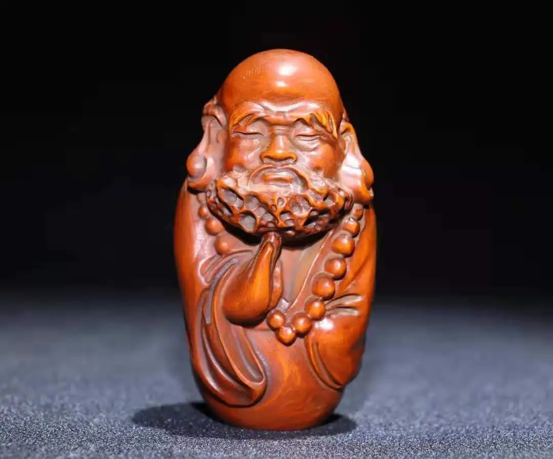 Chinese Natural Boxwood Hand carved Exquisite Statue