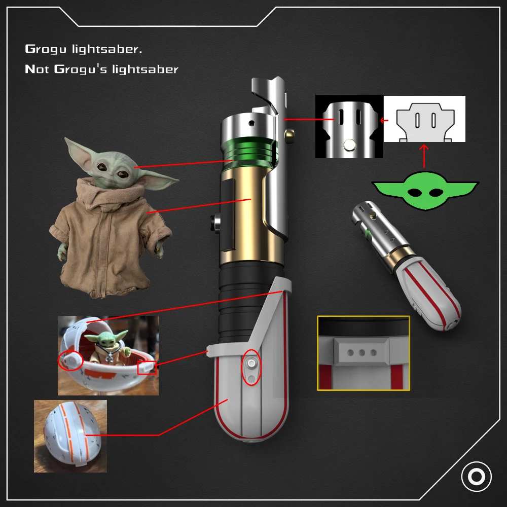 DamienSaber Grogu Xeno3.0 Световой меч Металлическая рукоять Bluetooth Чувствительные гладкие качели Бесконечное изменение цвета с 34 звуковыми шрифтами (art.: 3920cd5dcc2a0) - 3920cd5dcc2a0