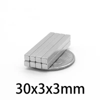102050100200250pcs 30x3x3 strong block magnet n35 quadrate permanent magnet 30x3x3mm neodymium magnets sheet 30mm3mm3mm