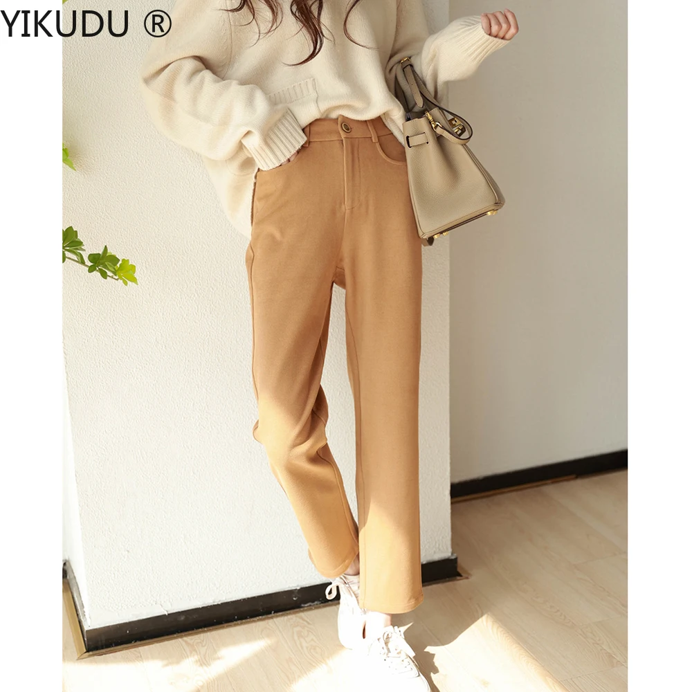 

Comfortable Cotton Texture Corduroy High-waisted Small Straight-leg Pants Woman Clothes Cropped Business Casual Pants