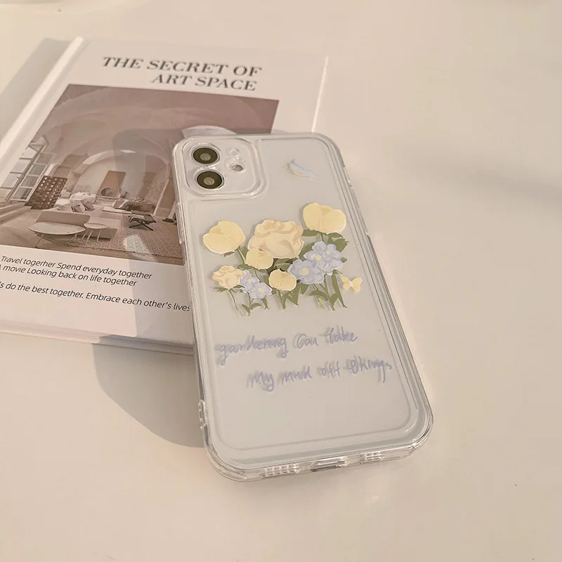 Small and Pure and Fresh Roses Phone Case For iphone 14 13 12 11 Pro Max X XR XSMAX 7 8 Plus SE TPU Case Cover New Products
