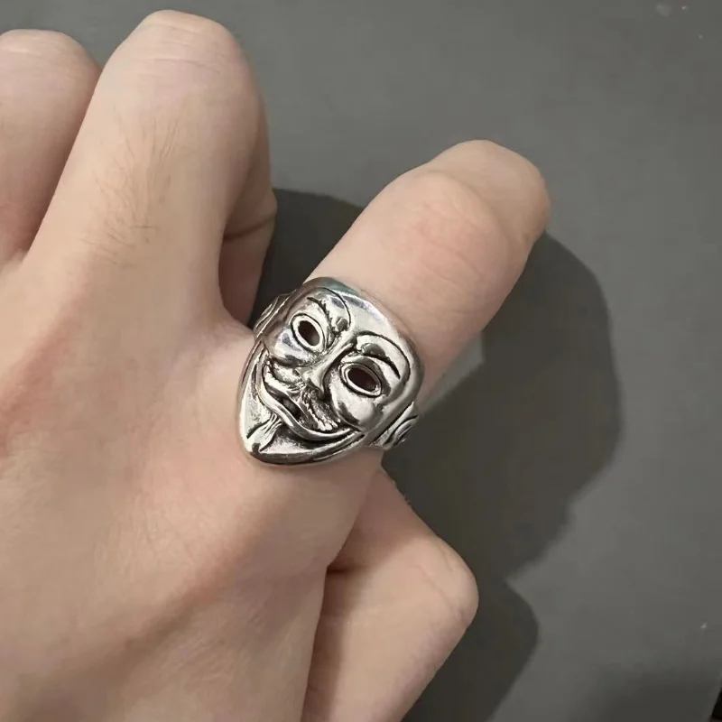 

Vintage Character Movie Face Mask Hip-hop Ring Women's Fashion Girls Jewelry Accessories Rock Trend Punk Hand Ring Women