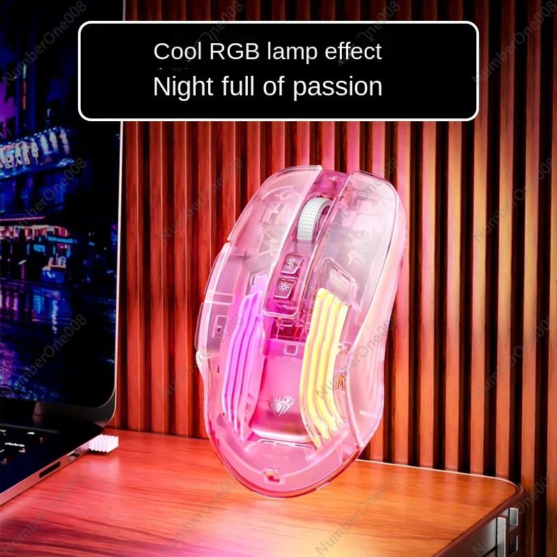 Прозрачная беспроводная Bluetooth мышь Tarantula Sc518 двойной режим 2 4 ГГц RGB светящаяся