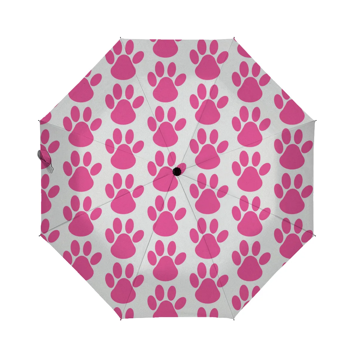

Compact Umbrella Hot Pink Dog Paw Foot Print Footprint Auto Open Close Travel Sun Golf Folding Umbrellas For Women Men Kids Girl