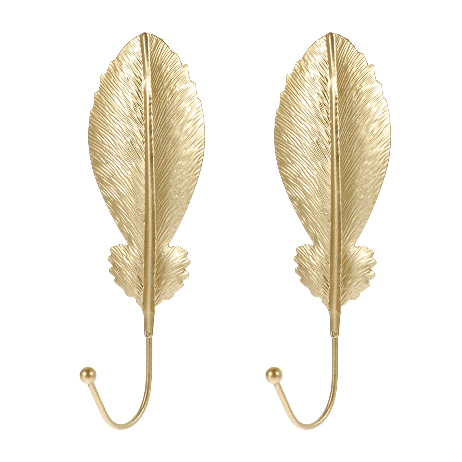 

2Pcs Iron Art Hanging Hook Plume Modeling Clothes Hook Home Small Wall Hook