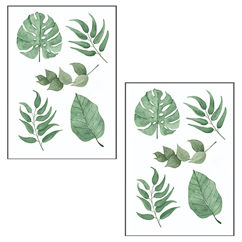 

2 Sets Window Clings Plants Decor Fresh Leaves Wall Decals Green Leaves Decor Green Leaf Wall Sticker Rural Indoor Wall Decor