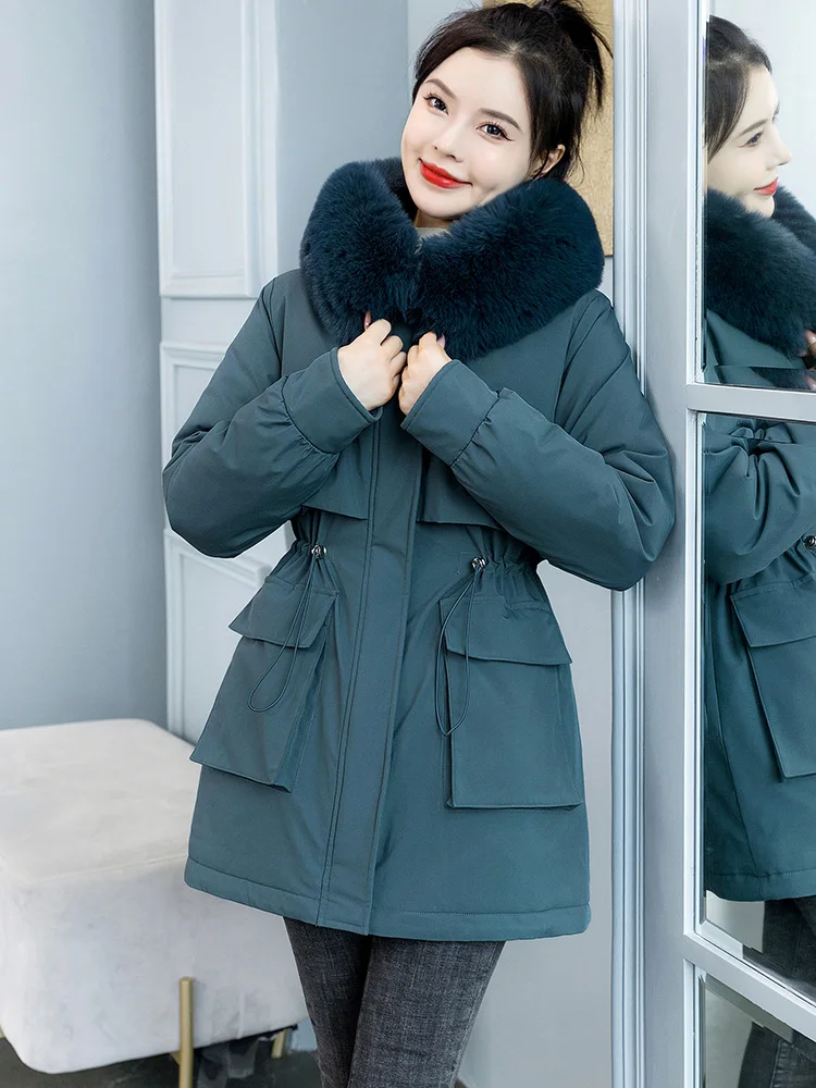 2023 Fashion New Winter Detachable Lnner Jacket Women Large Pocket Warm Casual Long Coat Hooded Cotton Parka