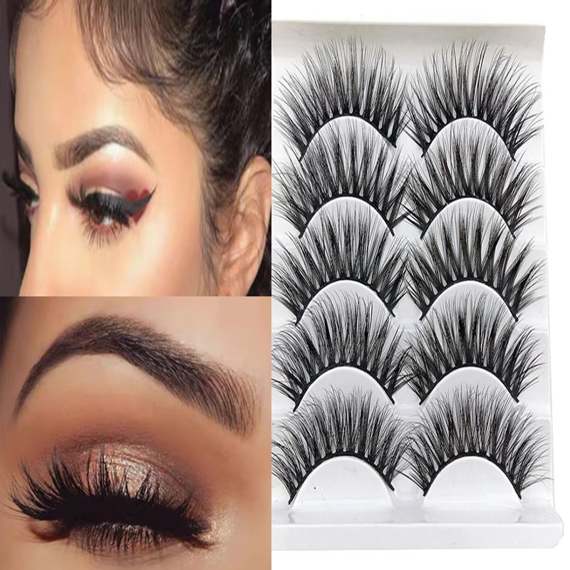 

Mink False Eyelashes 5 Pairs 3D Cat Handmade Hair Extension Dramatic Volume Soft Fluffy Long Natural Cat Eye Lashes Tools