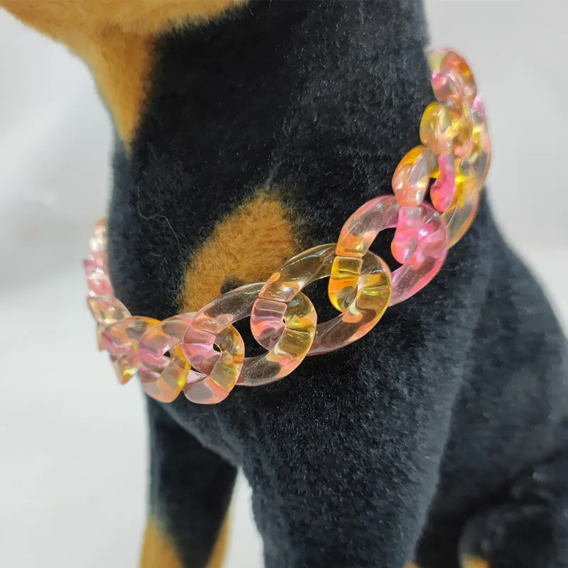 1pc Pet Cat Dog Chain Collar Puppy Necklace Personalized Bulldogs Bully Chain Powerful Plastic for Dogs Jewelry Pet Supplies