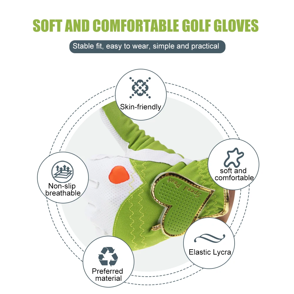 1 Pair Fashion Women's Golf Gloves Left Hand & Right Hand High Quality Soft PU Leather Sports Gloves Breathable Palm Protection