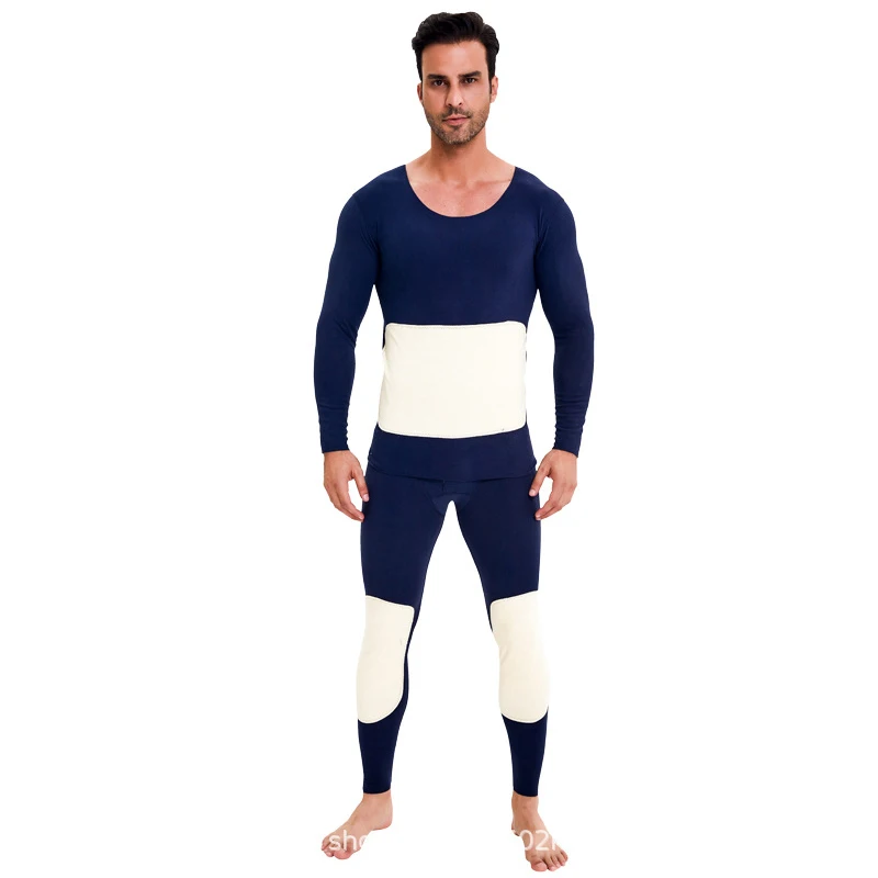 Men Winter Thermal Underwear Set Mens Warm Seamless Thermo Underwear Suit 2Pcs Tops +Pants Male Thicken Long Johns With Wool