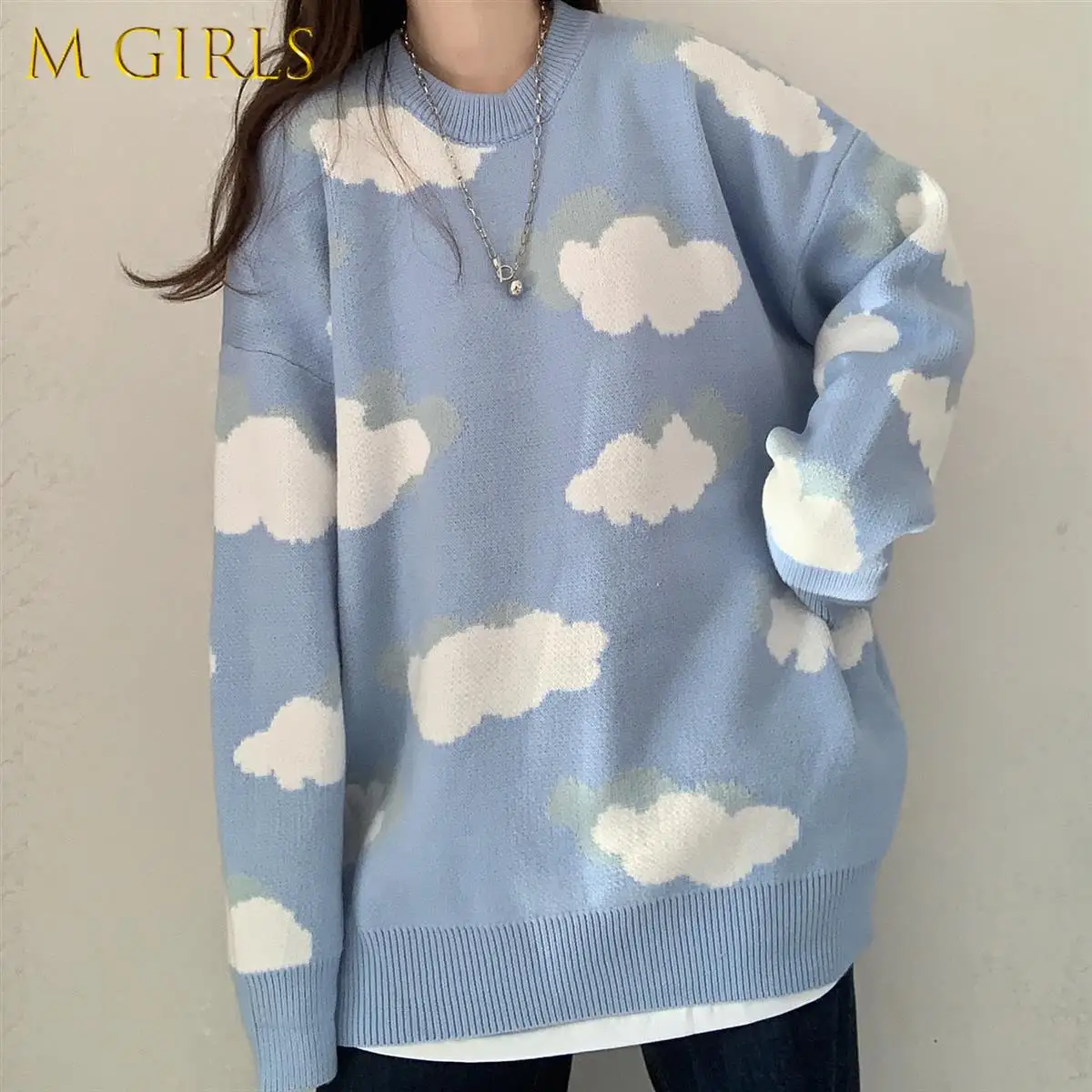 

M GIRLS Sweaters Women Harajuku Lovely Chic Preppy Simple Soft Loose Autumn Spring Teens Knitwear Casual Fashion Korean Girls