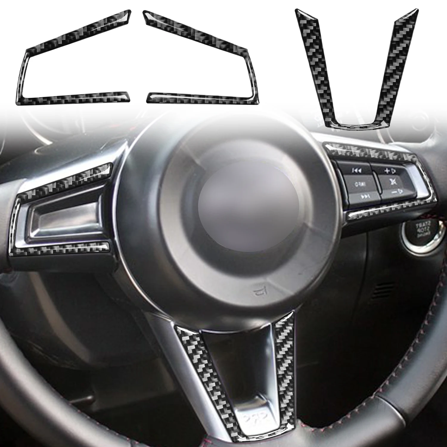 

For Mazda MX5 2016-2021 Interior Accessories Real Carbon Fiber Car Steering Wheel Decoration 3pcs Car Styling
