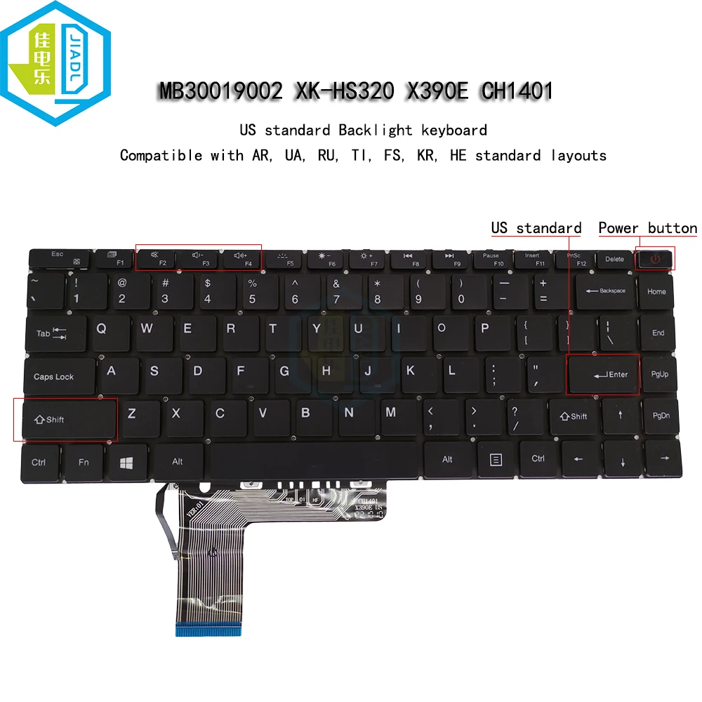 

Russian US English Backlight Keyboard Notebook For Chuwi CoreBook X 14 CWI529 MB30019002 XK-HS320 Laptop Backlit light Keyboards
