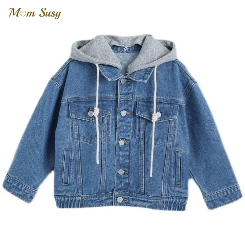 Baby Boy Girl Cotton Denim Hooded Jacket Infant Toddler Child Jean Coat Spring Autumn Baby Outwear Clothes 1-10Y