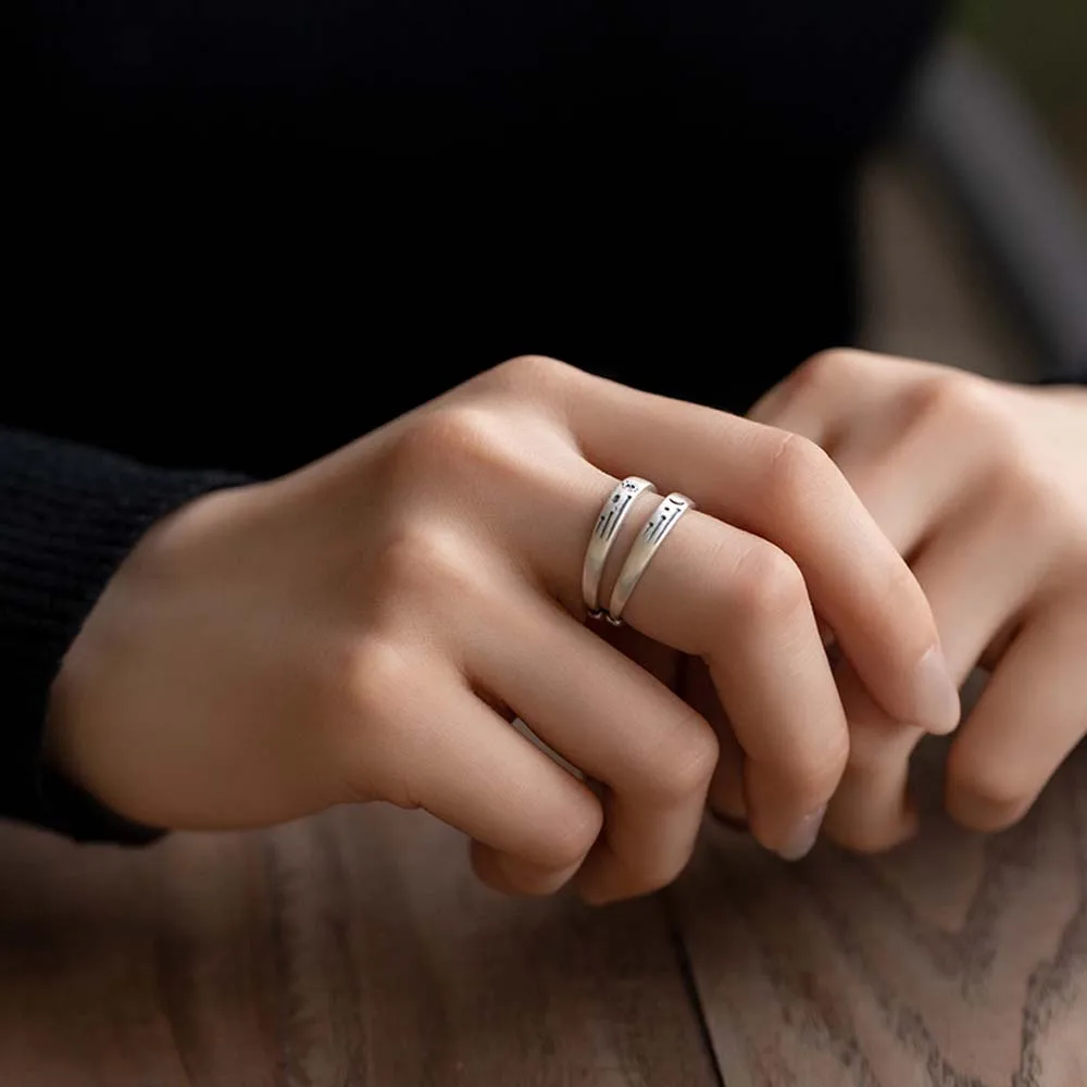 

Personality Sun Moon Geometric Korean Open Ring Fashion Jewelry Couple Ring Finger Rings