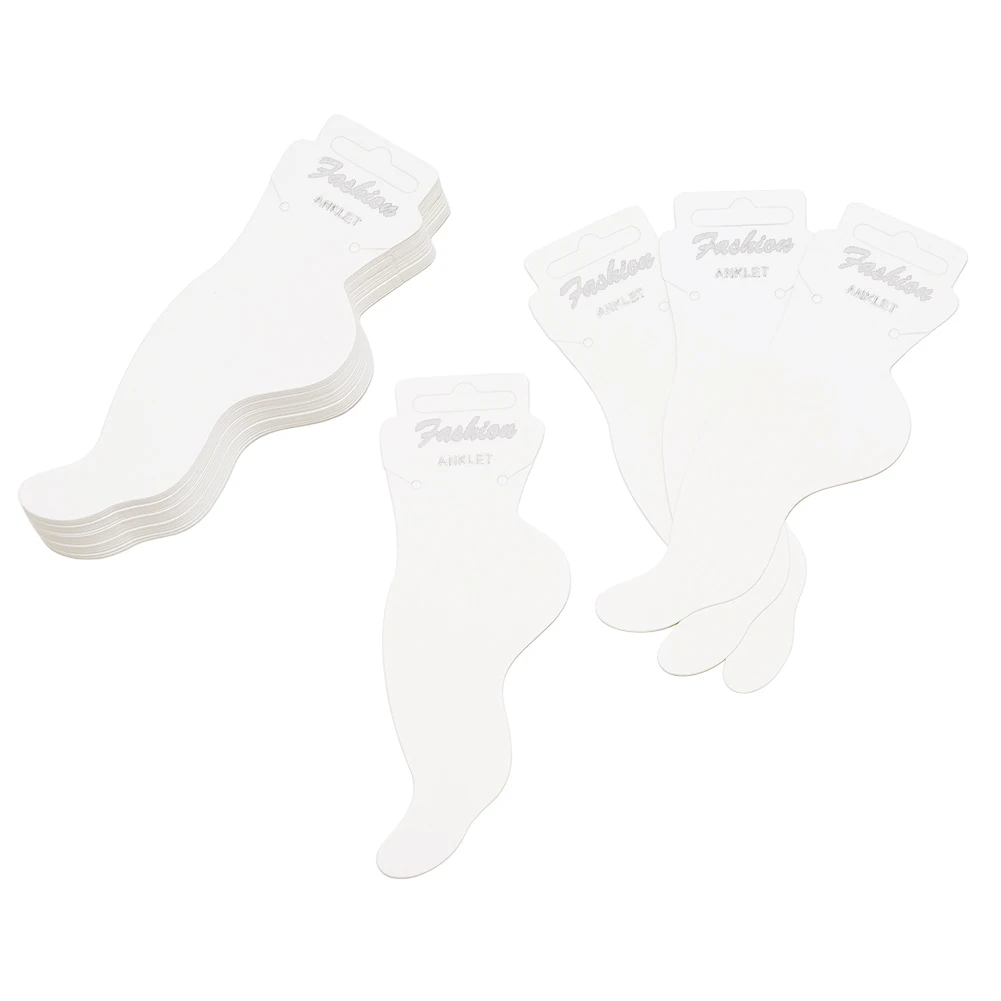 PANDAHALL 800PCS Cardboard Anklet Jewelry Socks Display Cards, White, 155x50x0.8mm