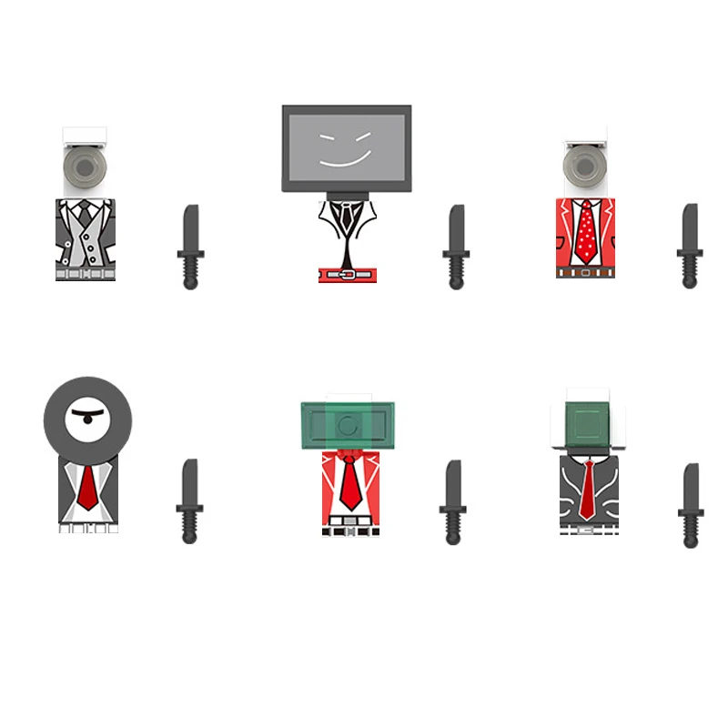 

6 шт./набор, Детский конструктор унитаз «Монитор»