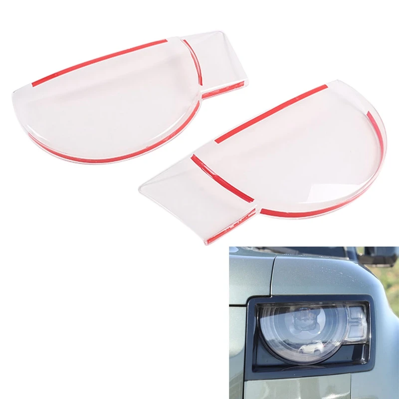 

1Pair Car Clear Front Lens Caps Headlight Cover Auto Light Lampshade Shell For Land Rover Defender 90 110 2020-2022