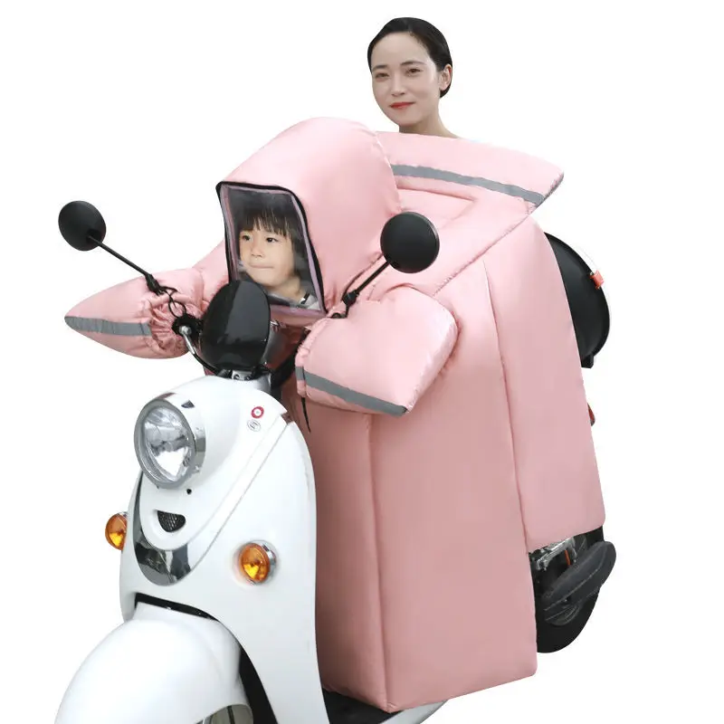 

2021 New Parent-child Electric Car Windscreen Is Winter Flocking Thicker Winter Motorcycle Battery Car Waterproof Windproof Hood