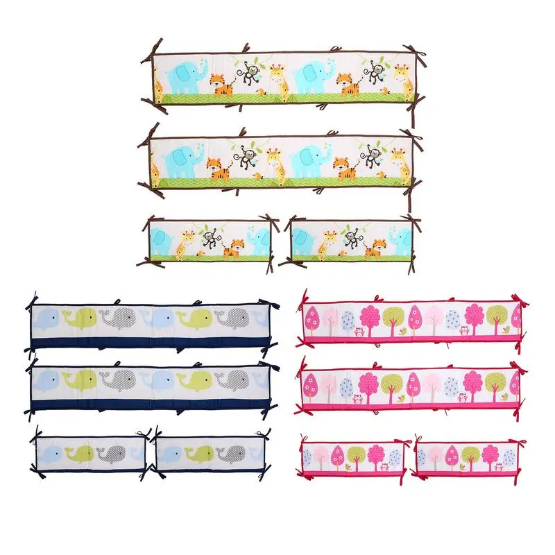 

4Pcs Baby Bed Bumper Cotton Soft Crib Protector Infant Cushion Baby Crib Protector Babies Anti-Collision Bumper Room Decor