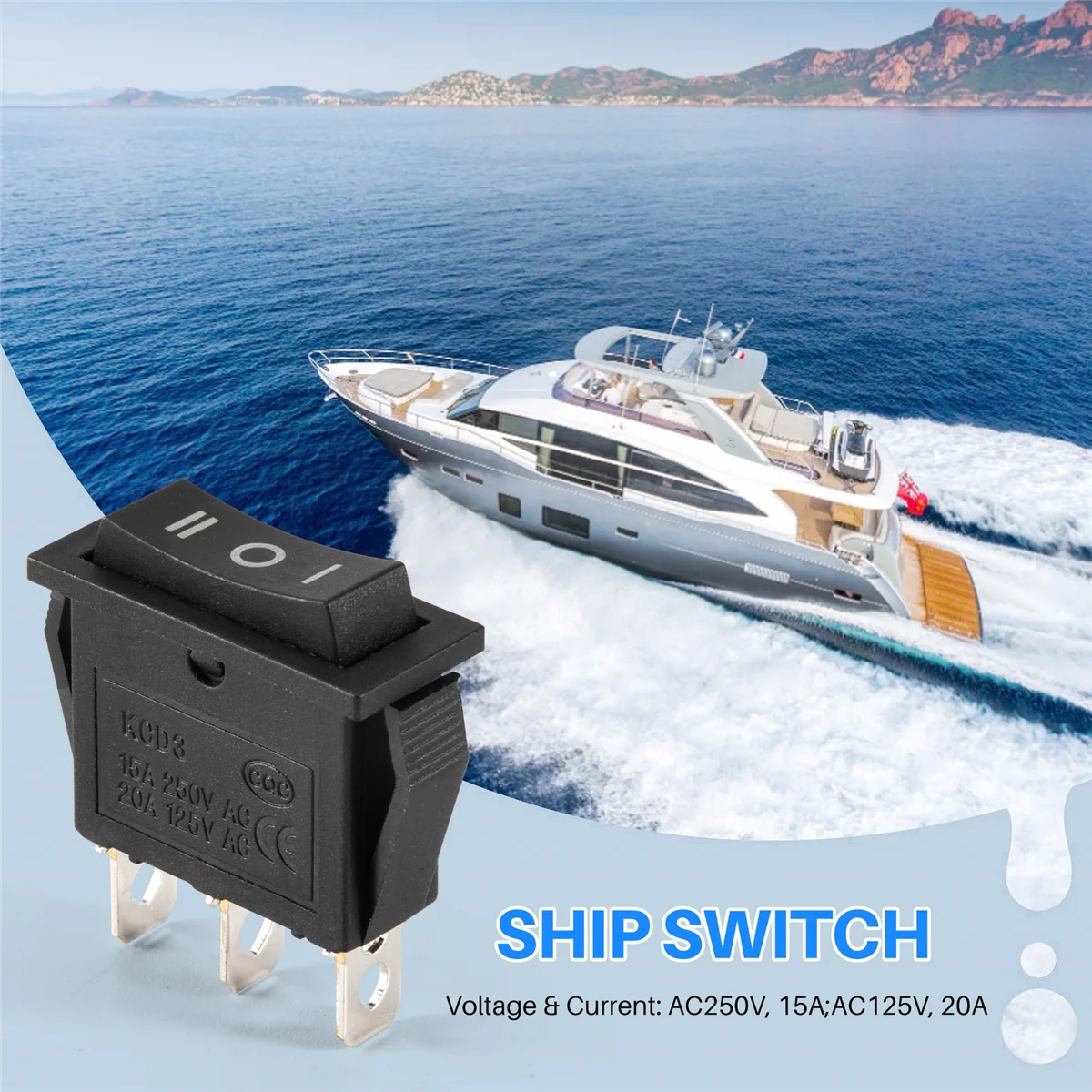 AC15A/250V 20A/125V 3-контактный SPDT ВКЛ-ВЫКЛ 3-позиционный кнопочный переключатель