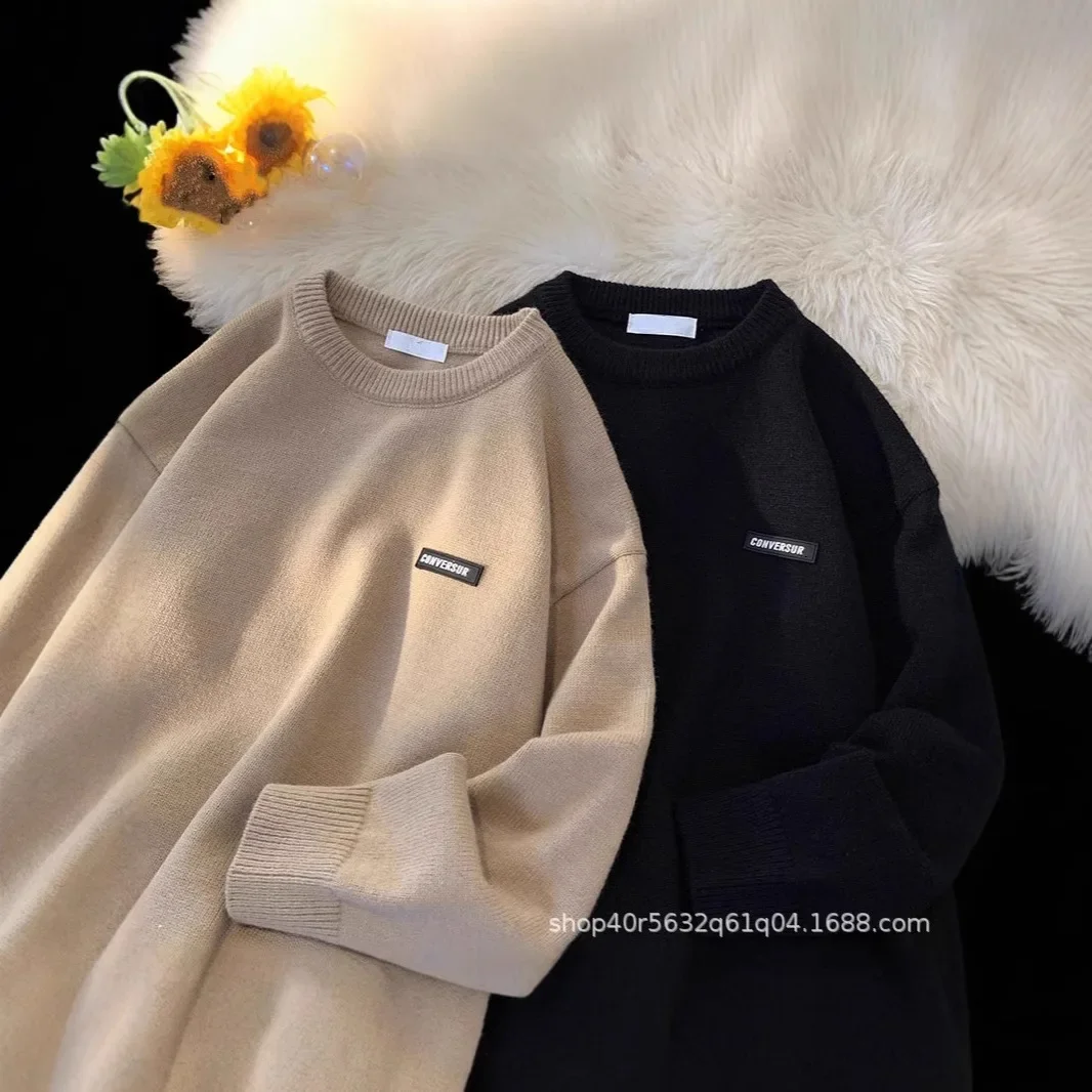 Свитер с круглым вырезом в японском стиле для мужчин и женщин осень-зима новый