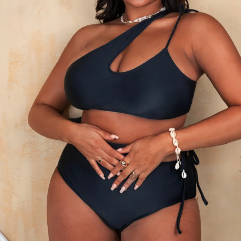 

0XL-4XL Cut Out Bikini Large Size Swimwear Women Swimsuit Female Two-piece Bikini set Bather Bathing Suit