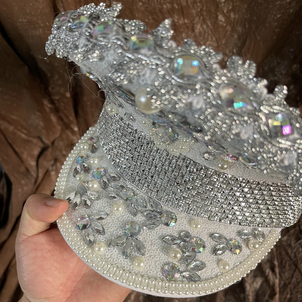 Роскошная женская шапка Стразы невесты в стиле милитари свадебная для курицы