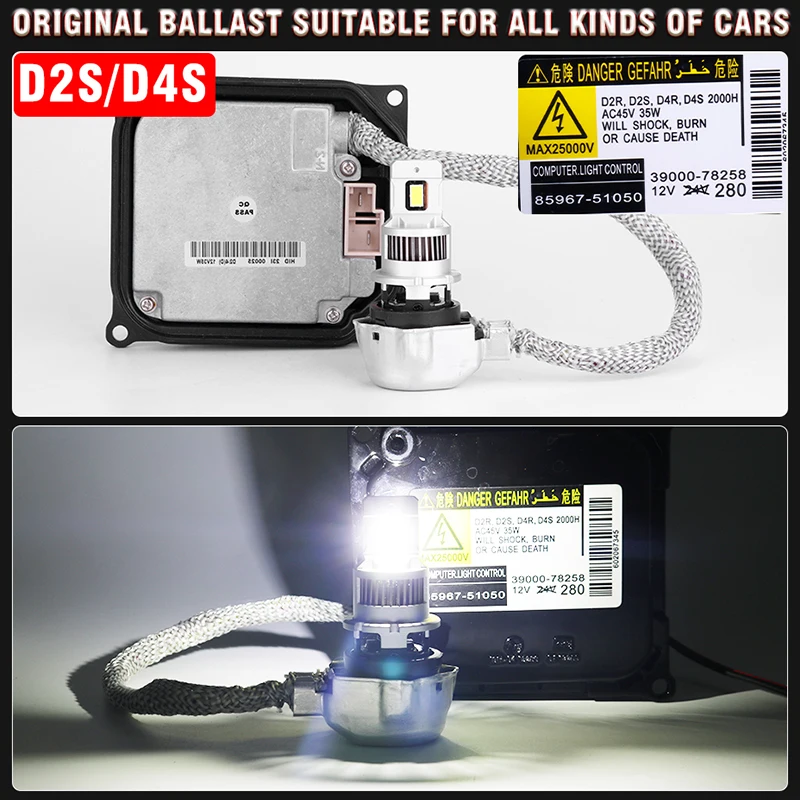 Фото D2S Светодиодные фары Canbus Ксеноновые лампы 35 Вт 55 Вт HID D4S D2S D2R D4R 6500K Белый 30 шт. 9054 CSP Чипы 1:1 Светодиодная лампа Plug&Play 12 В 24 В №4