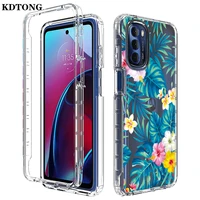 fashion clear bumper painted flower case for moto edge plus one 5g ace g pure stylus 2022 play power coque shockproof back cover