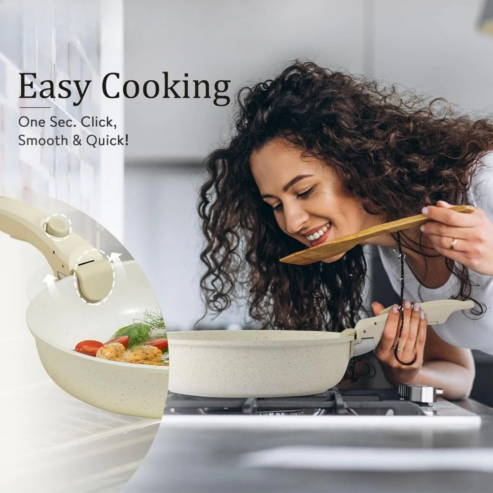 Набор кастрюль антипригарная ручка съемная кухонная Индукционная