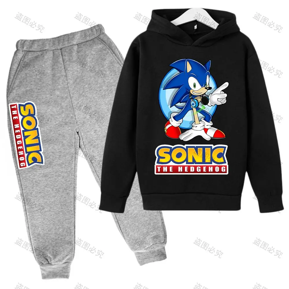 

Sonic Children Clothes Cute Cartoon Leisure Autumn and Winter Baby Girl Clothes New Cool Fleece Children's Sweater Set 2022 Boys