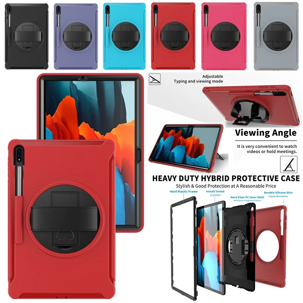 

For Samsung Galaxy Tab S8 Plus X800 X806 S7 Fe T730 T735 T736 T733 S7 Plus T970 T975 12.4 2022 Shockproof Rotating Stand Cover