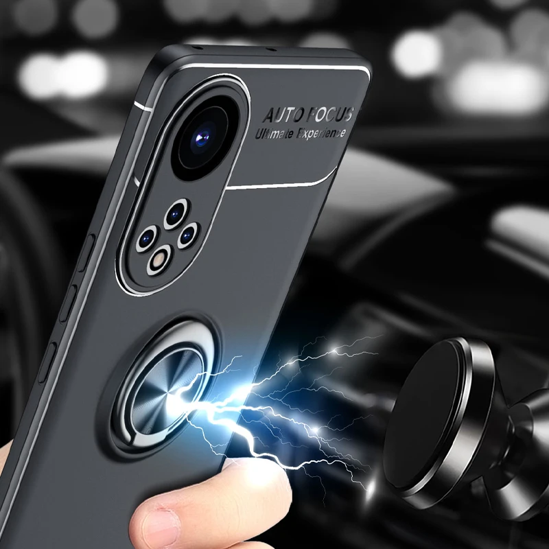 

Shockproof Phone Case For Honor 50 Pro SE Paly5t Luxury Car Magnetic Ring Stand Back Cover For Huawei P50 P40 Pro Nova 8 Funda