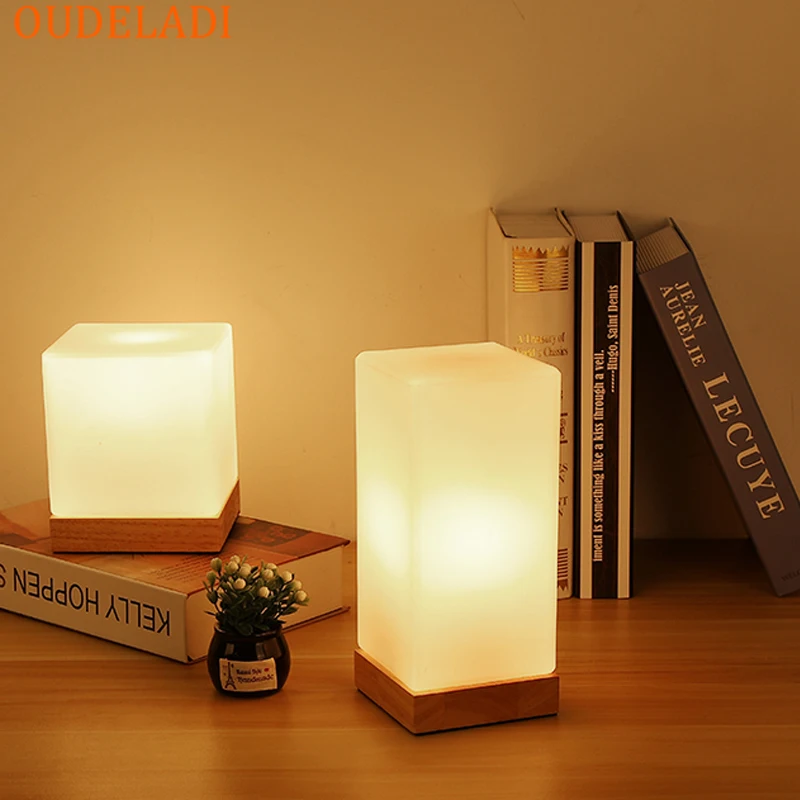 

Настольная деревянная лампа, светильник для ночника в стиле ретро, современный прикроватный светильник для спальни, креативный однотонный ночник для гостиной