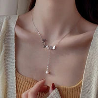 fashion butterfly choker necklace for women cross flower star colorful beads pearl clavicle chain wedding boho jewelry girl gift