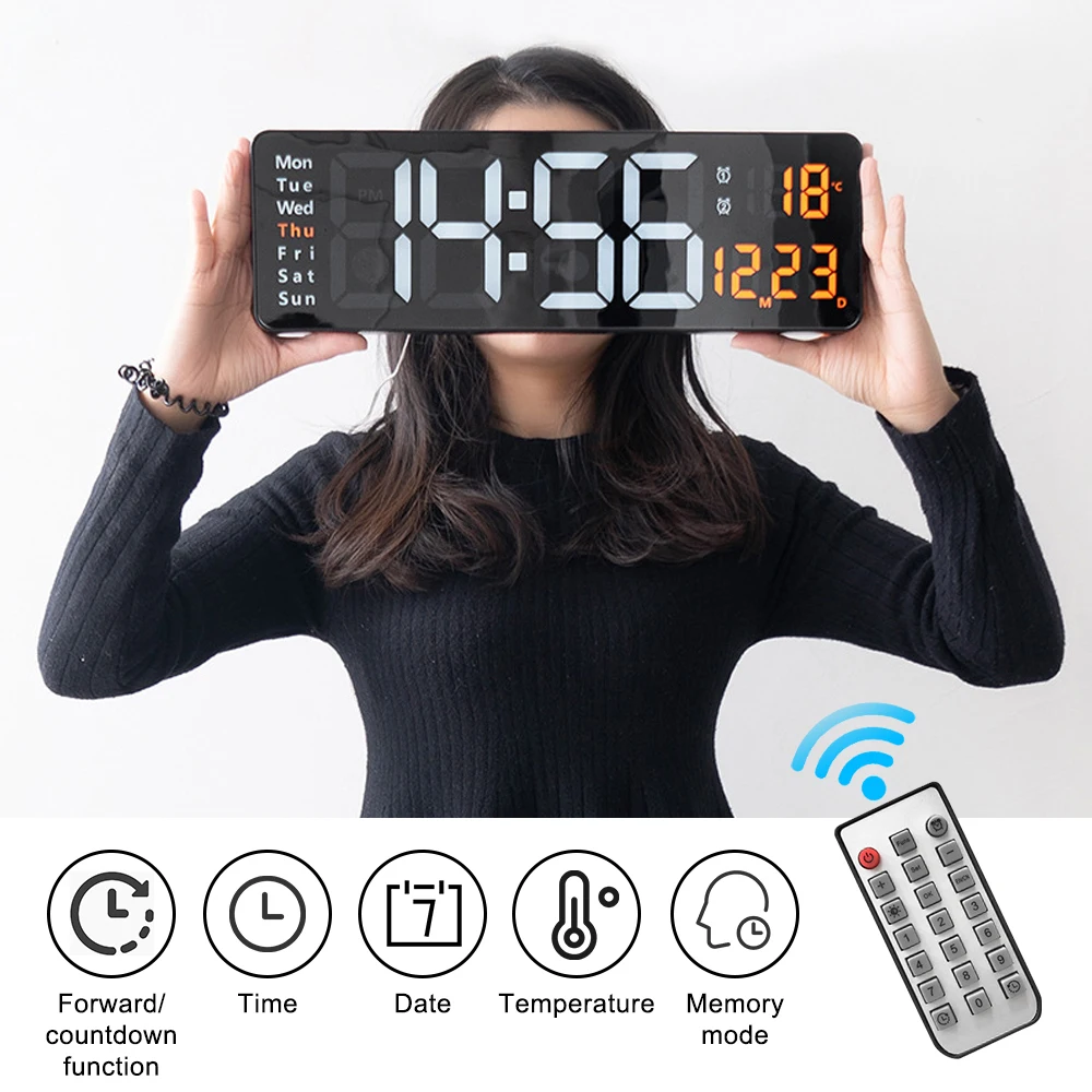 Купи 3D Mirror Wall Clock Multifunctional LED Digital Clocks Alarm Calendar Thermometer Countdown LED Light Desk Clock Home Decor за 640 рублей в магазине AliExpress