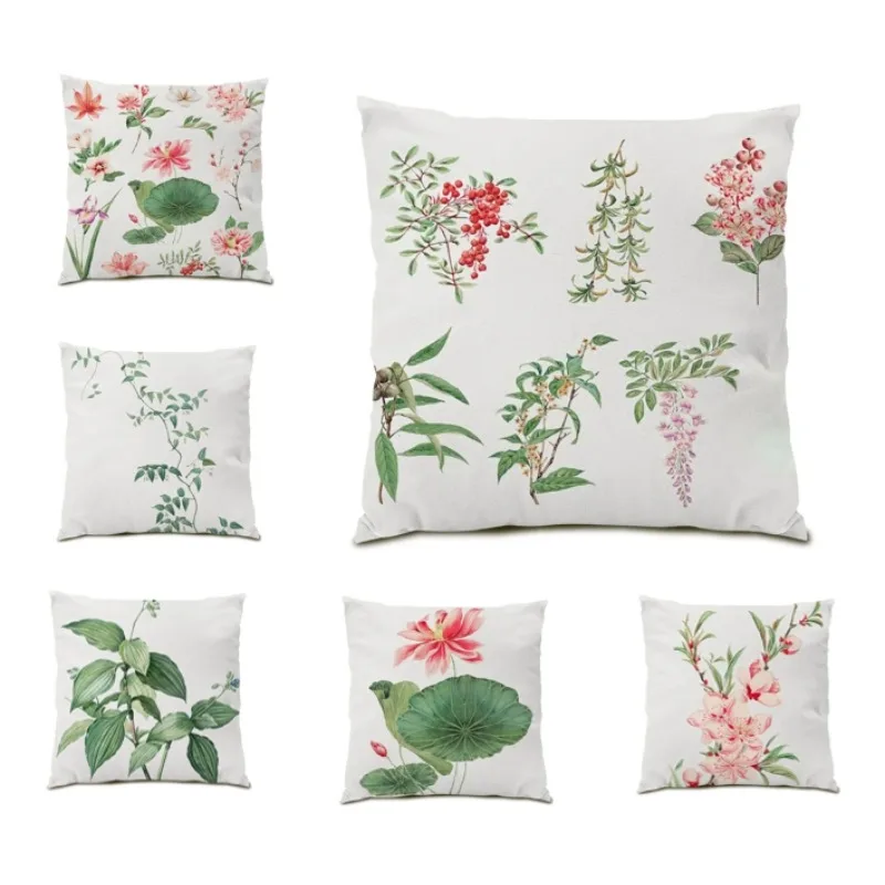 Чехол для подушки с рисунком листьев