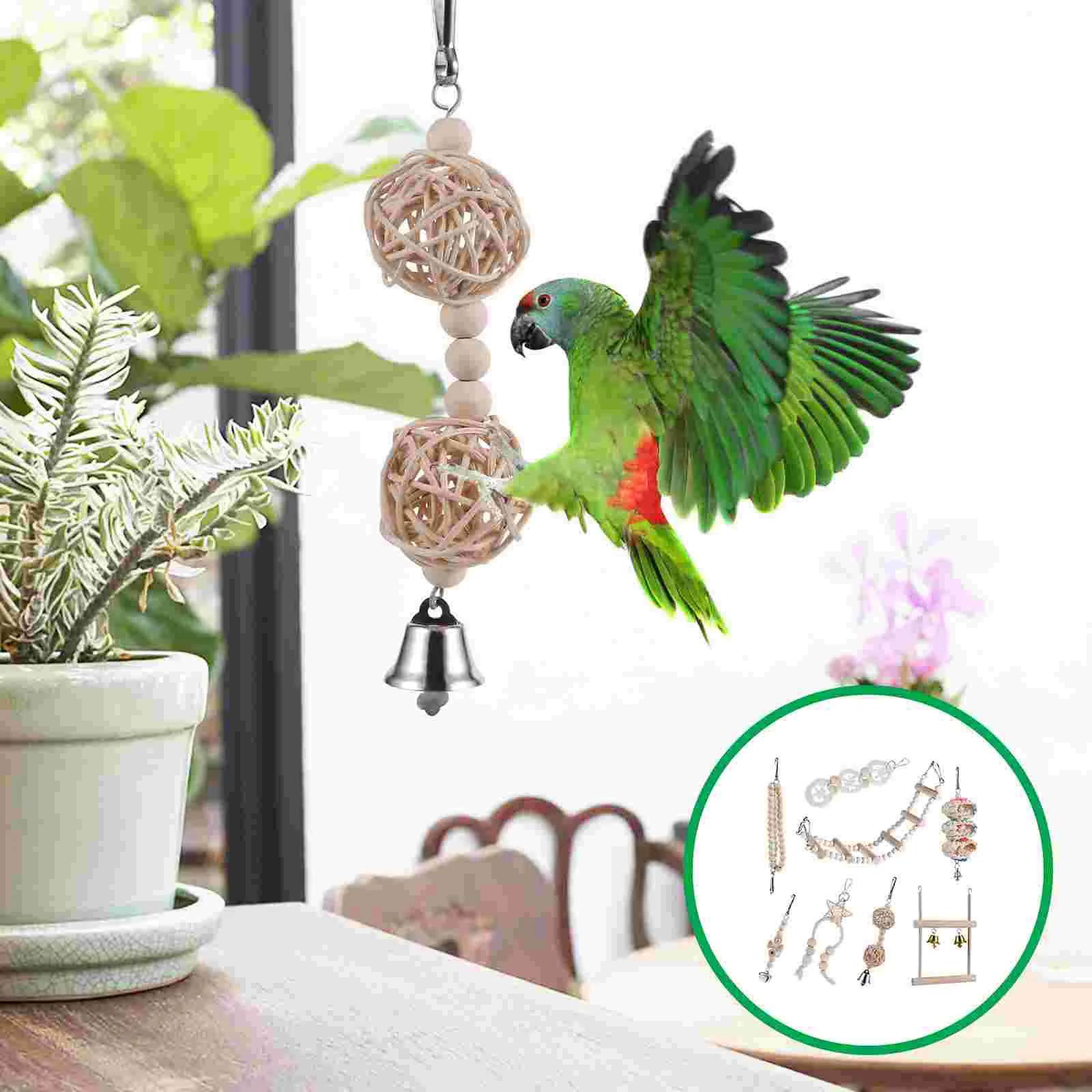 

8Pcs Parrot Toys Bird Chewing Playthings Pet Bird Playing Teething Toys