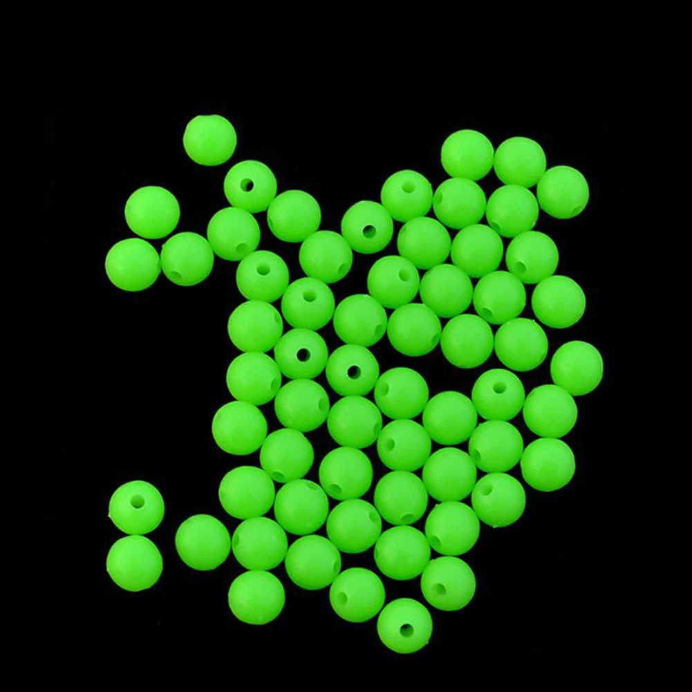 

150pcs Luminous Fishing Beads 4-8mm Green Round Anti-Collision Soft Fish Beans Glowing Float Balls Fishing Tackle Accessories