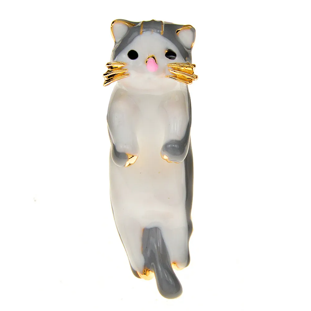 

CINDY XIANG Cute Small Cat Puppet Brooch Pet Animal Pin Women And Men Jewelry Lovely Kitty T-shirt Accessories