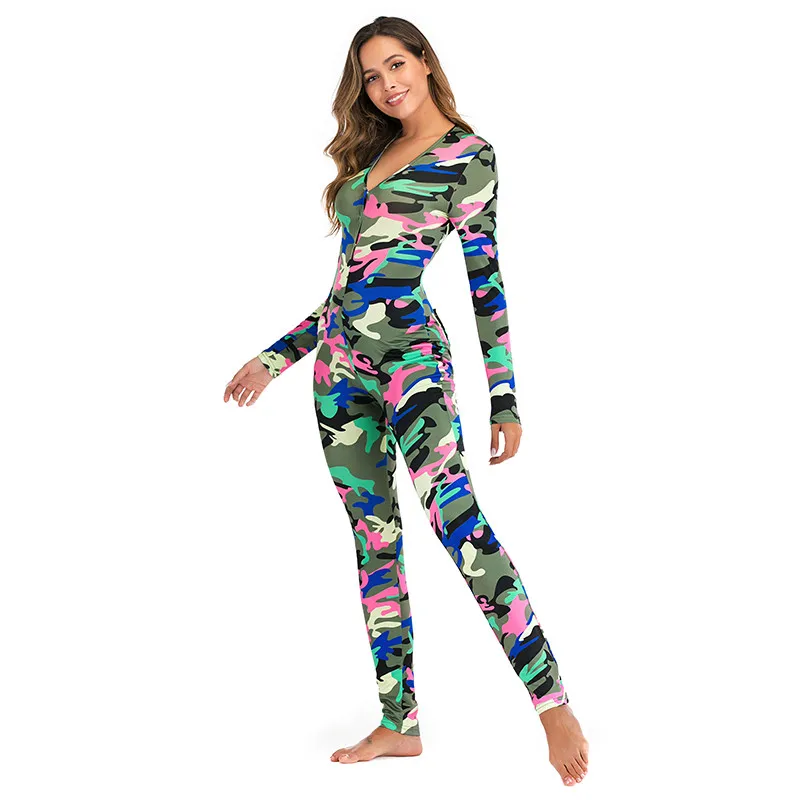 Домашний комбинезон Momlover с глубоким V-образным вырезом и длинным рукавом