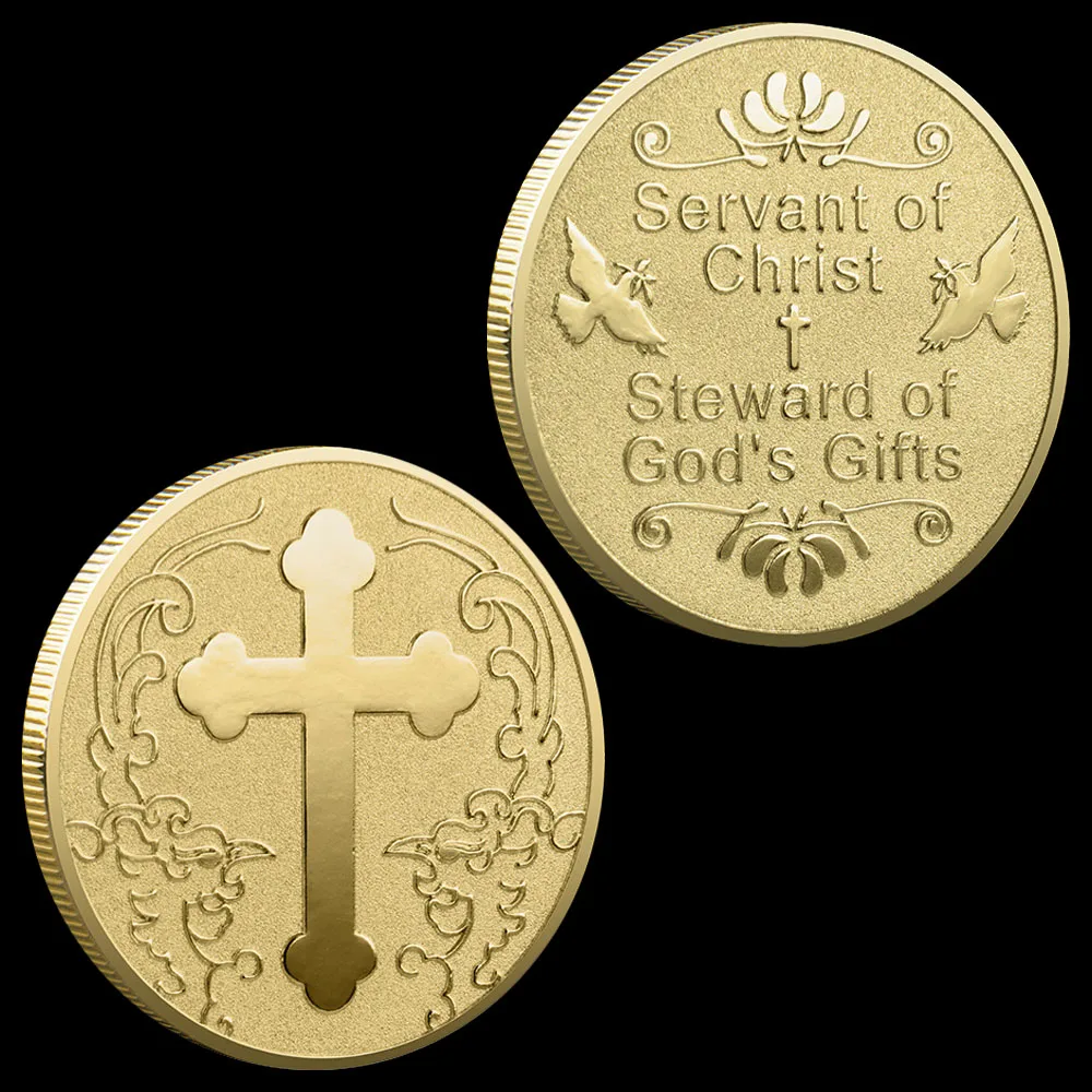 Монета с крестом прислуга Христа стюард подарков Бога сувениры коллекционный